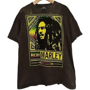 BOB MARLEY Men’s Size L Black Beat Up Roots Rock Reggae Jamaica Rasta T-Shirt
